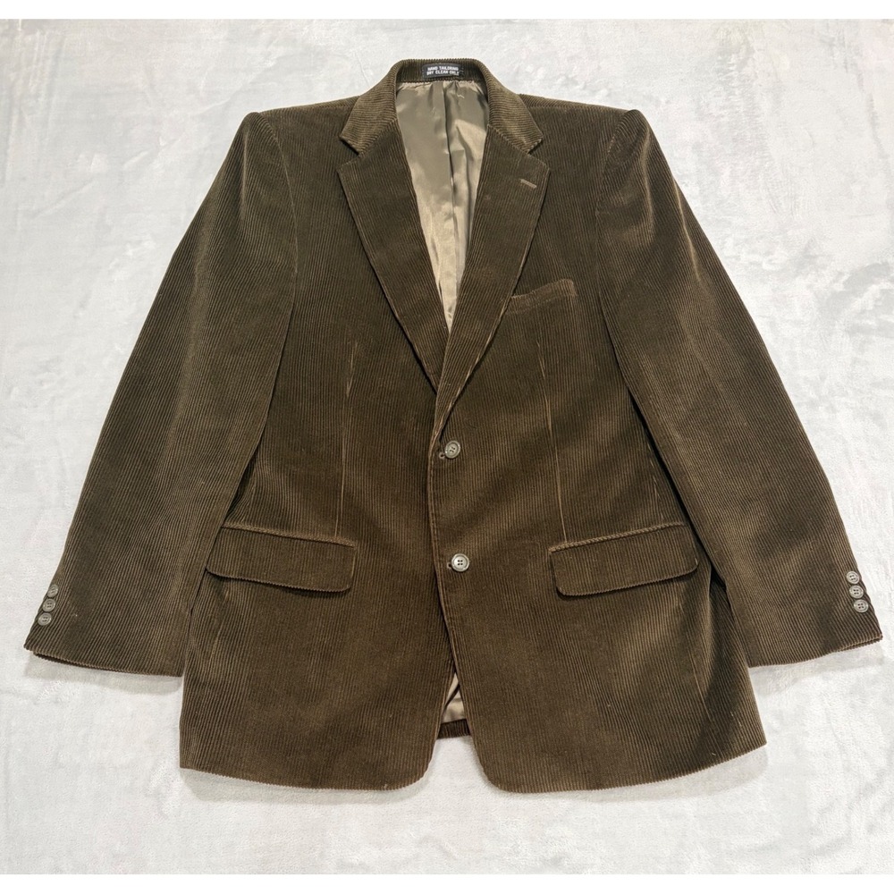 Statements Mens Corduroy Blazer 44 Long Green Hand Tailored Sport Coat
